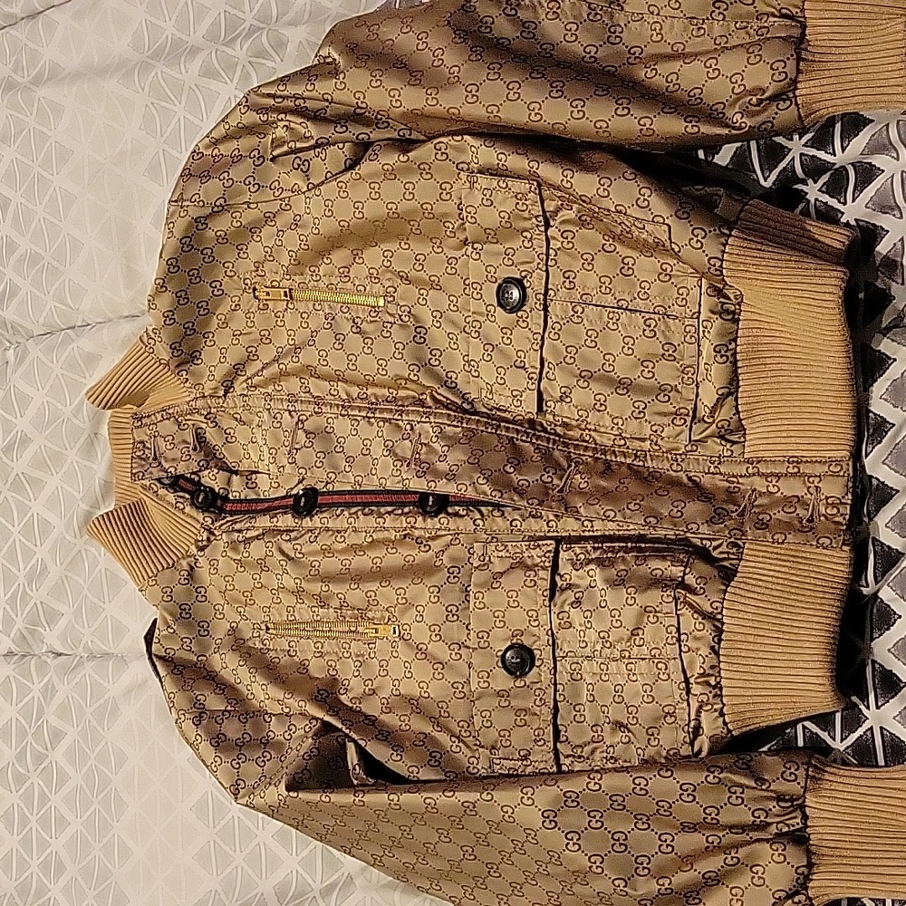 Vintage Gucci GG Monogram kids limited edition gold jacket